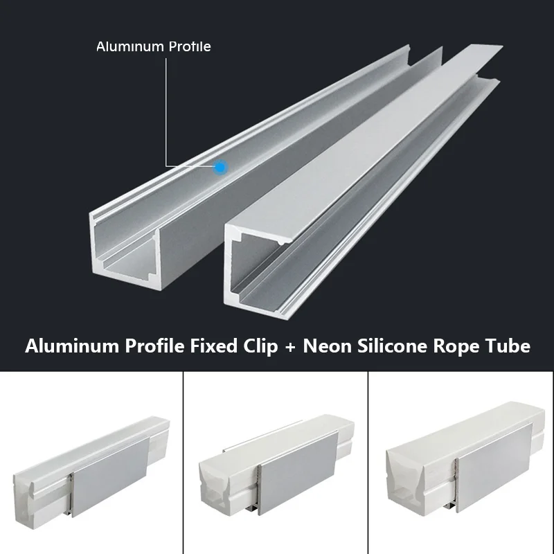 Neon Rope Tube Aluminum Profile Fixed Clip Silicone Diffuser Channel LED WaterproofIP67 Linear Strip Bar Light Holder Accessorie