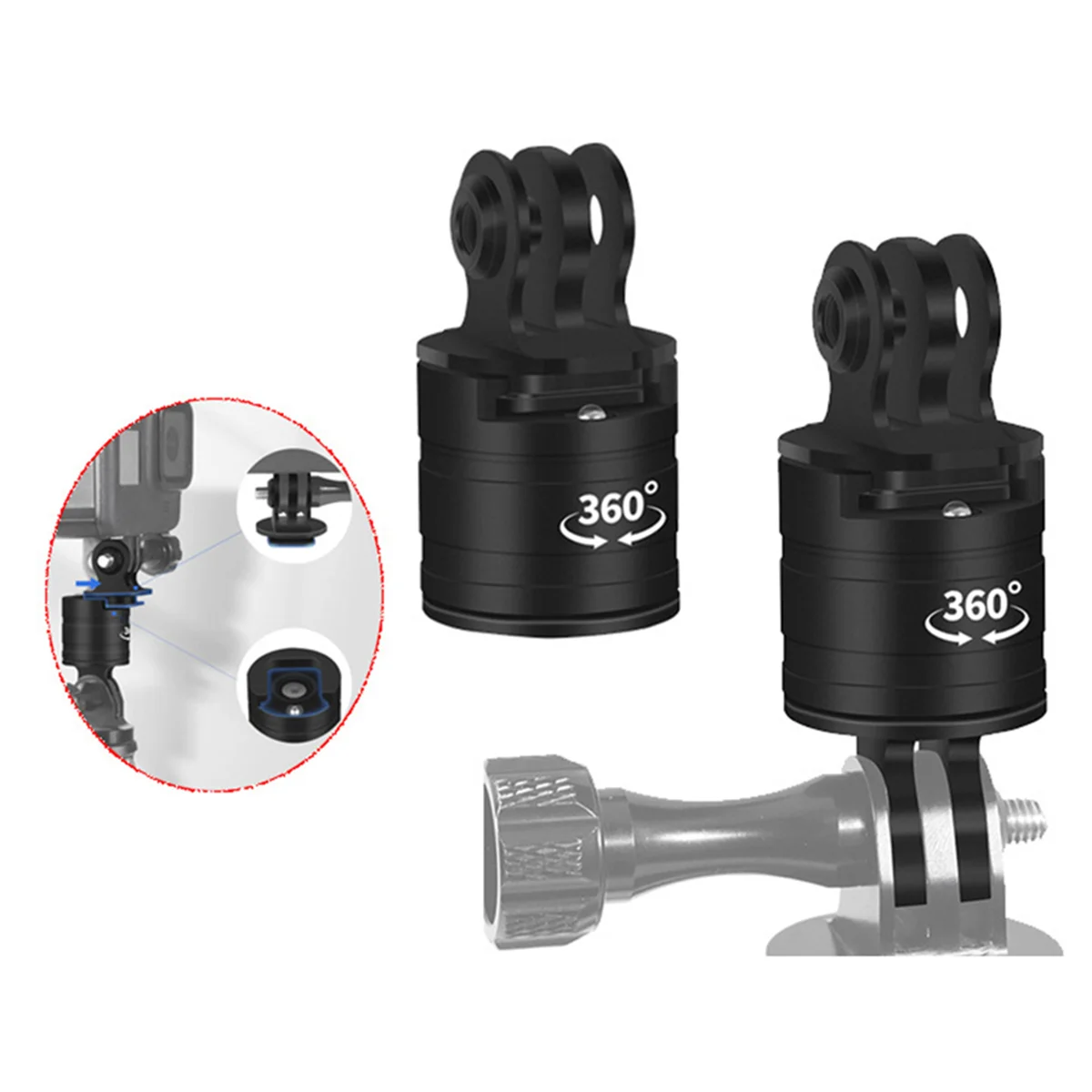 Adaptador de Metal para Gopro 12, trípode de aluminio de 1/4 pulgadas, montaje de aleación, 360 giratorio a