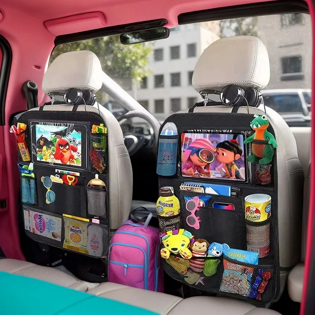 

Задний автомобильный органайзер с сенсорным экраном — держатель для планшета и карманы для хранения