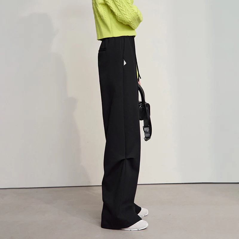 AMII pantalon pour femme 2025 automne nouveau minimaliste tricot coton dames pantalon jambe large décontracté solide pantalons de survêtement pour femme 12524071