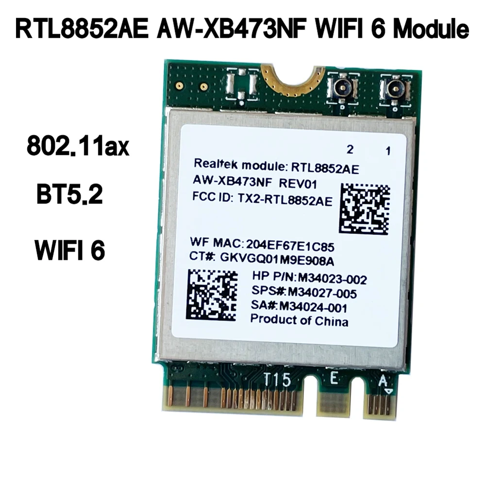 2.4G 5G 802.11AC/AX Draadloze Module AW-XB473NF RTL8852AE RTL8852 Wifi 6 MU-MIMO Netwerkkaart Bluetooth 5.2 voor Win 10 Z