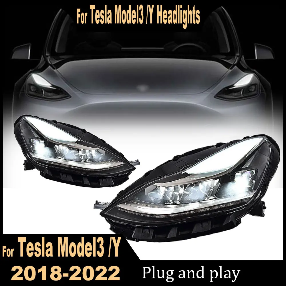 LED Headlight For Tesla Model 3 Model Y 2018-2022 LED Head Lamp Upgrade DRL Dynamic Signal Lamp Head Lamp Front light Assembly