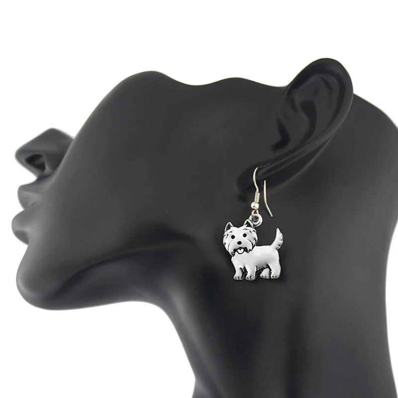 Hoạt Hình Dễ Thương Westie Chó Bông Tai Giọt Lớn Dài Tuyên Bố Hạt Tòn Ten Hoa Tai Nữ Earings Trang Sức Bé Gái Tặng Cho Người Yêu Thú Cưng 2021