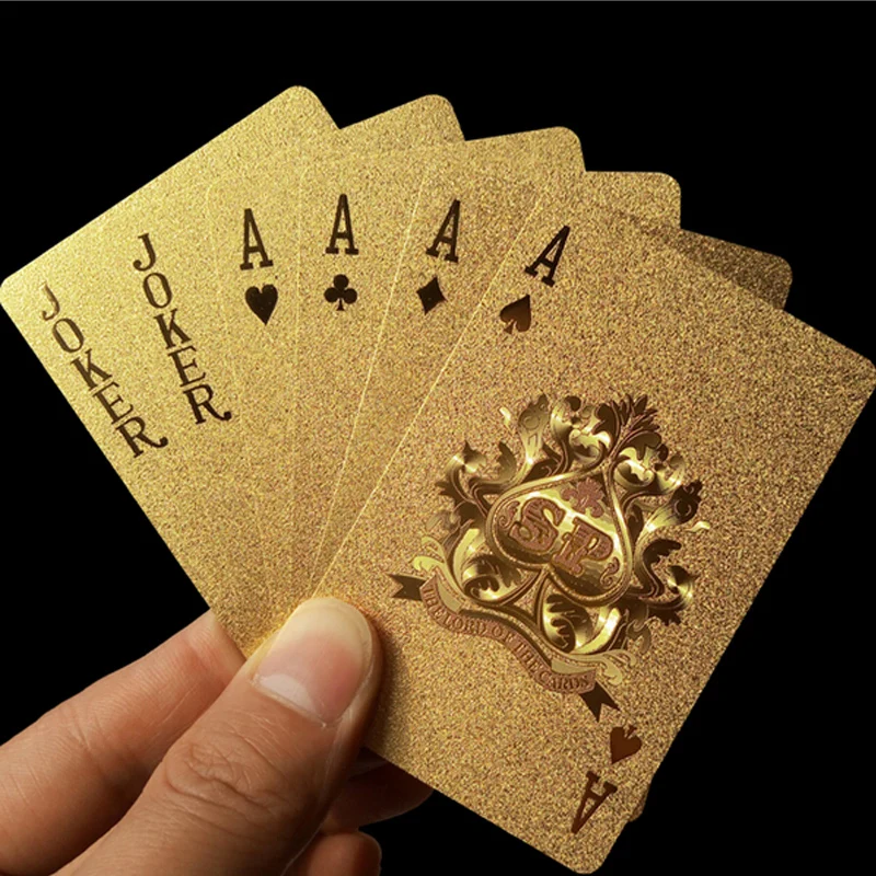 New Golden Playing Cards Deck Gold foil Poker 24K Gold Plastic Waterproof Cards Practical Jokes Party gifts