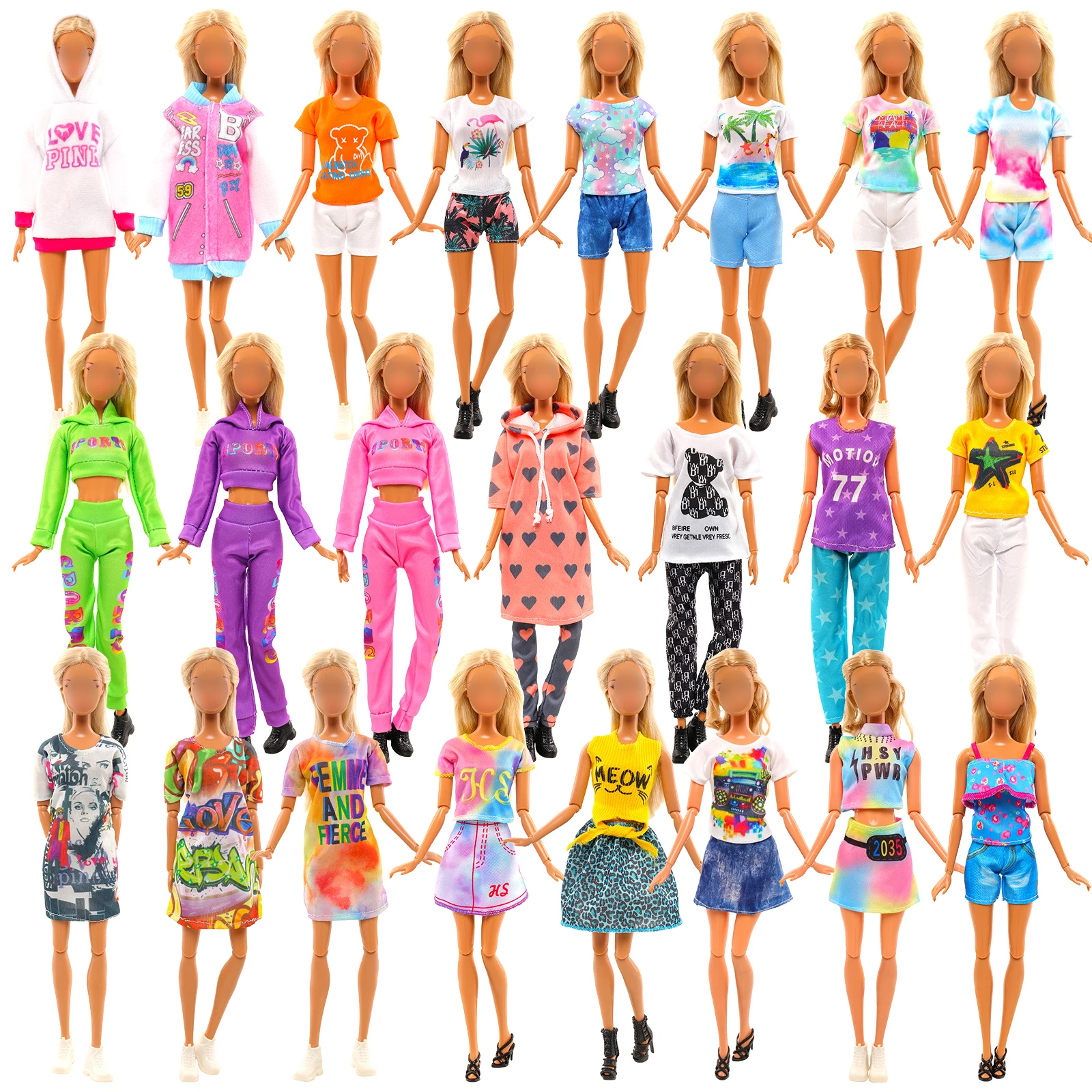 Barwa 15 Clothes for Dolls = 4 Fashion Dresses 5 Tops 5 Trousers 1 Sportswear for 11.5 Inch Girls Dolls Gift