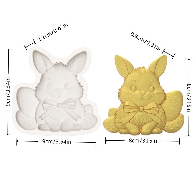 Easter Blue Bow Tie Bunny Silicone Baking Mold, Easter Egg Pile Shape Chocolate Fondant Cake Decoration Mold