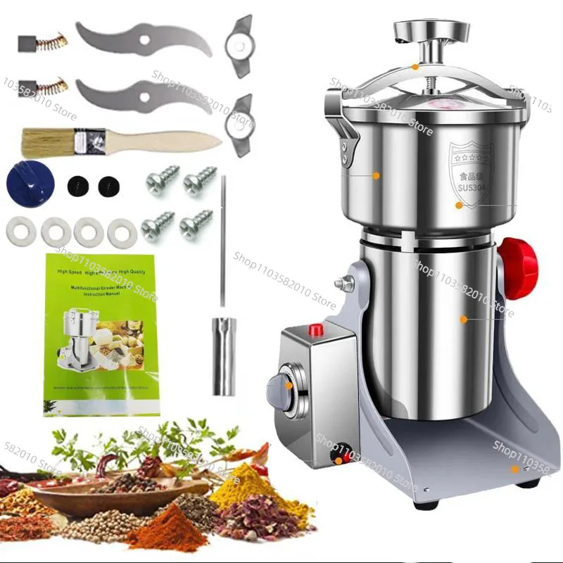 800G Swing Type Electric Grains Spices Grinder Hebals Cereals Coffee Tainless Steel Dry Food Grain Mill Beans Powder Crusher