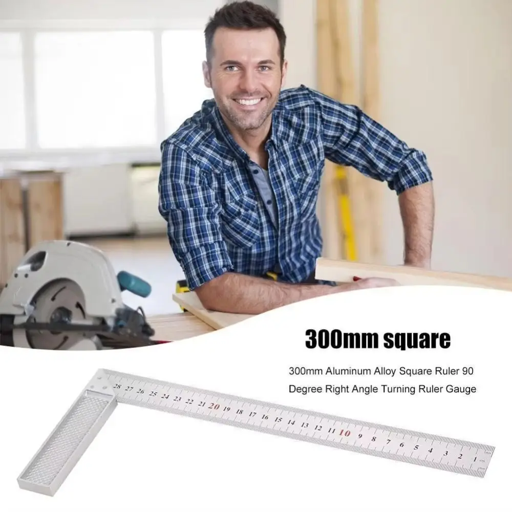 Aluminum Handle Stainless Steel 90 Degree Right Angle Steel Ruler with Scale Right