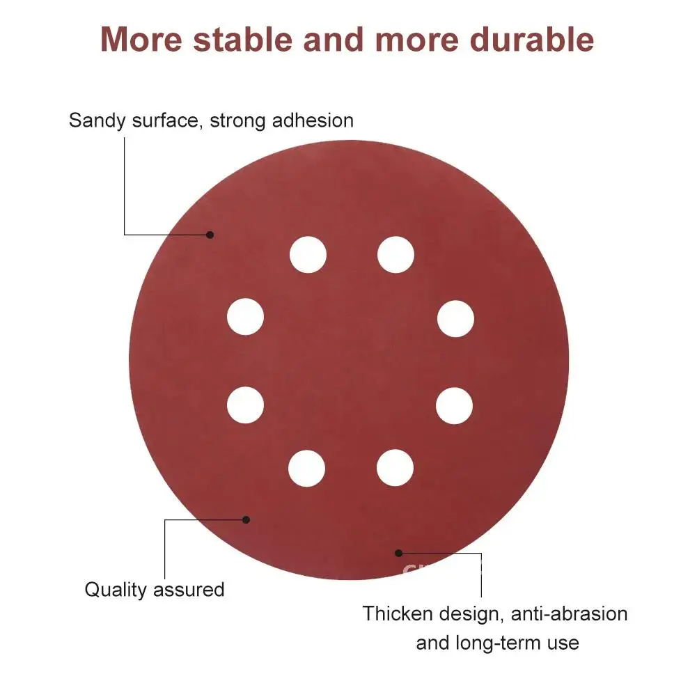 

10Pcs Round Paper Pad Buffing Sheet Sander Polishing Shape Grit Discs Hook Loop Sandpaper Sanding Disc Pad 5 inch 8 Hole 60-2000