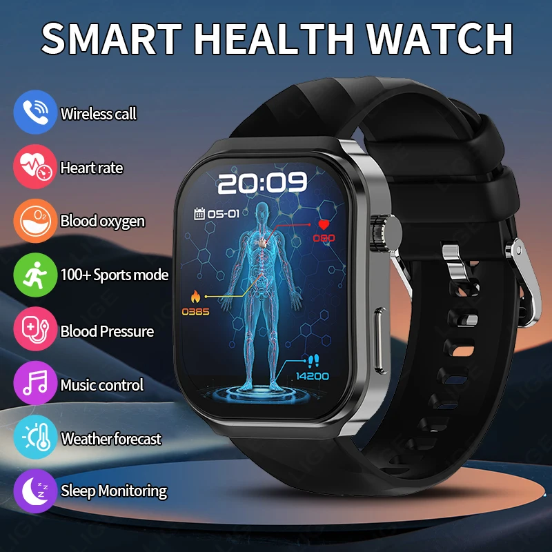 

LIGE Waterproof Health Smartwatch Uric Acid Blood Fat Smartwatch ECG Heart Rate Blood Pressure Bluetooth Call Men Women Watches