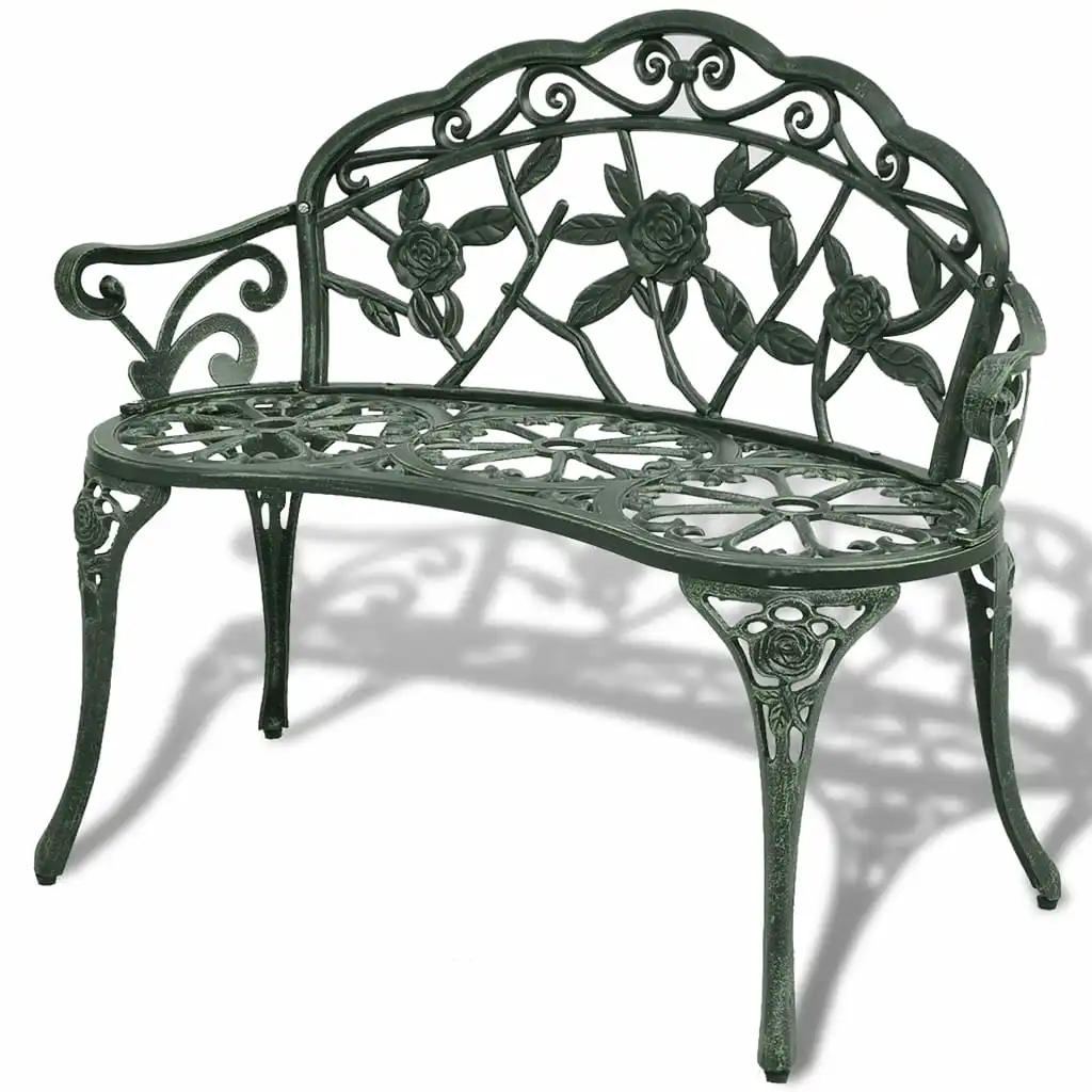 Patio Outdoor Bench Deck Outside Porch Furniture Balcony Lounge Home Decor 39.4” Cast Aluminium Green