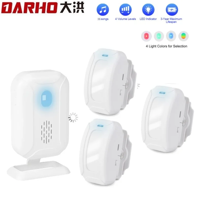 Darho Induction Doorbell Intelligent Welcome Wireless Door Bell PIR Sensor 36 Chime Ringtone Distinction Prompt Alarm Sensor