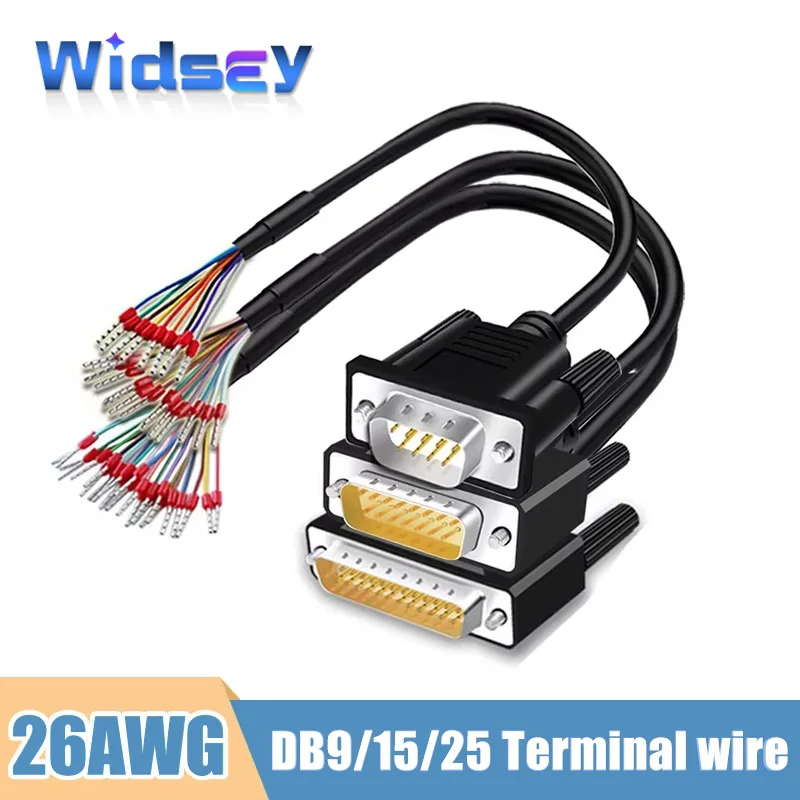 26AWG Industrial Grade DB9 DB15 DB25 Serial Cable with Terminal Wire Male Female Connectors 1-20 Meters 9pin Parallel Port Cable