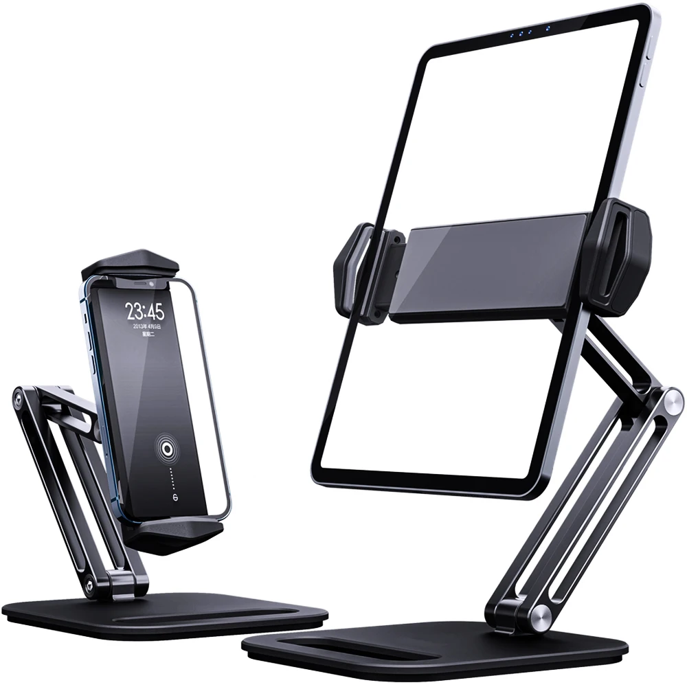 Go! Tablet Stand Adjustable Folding Holder Aluminum Alloy Arm Ergonomic 360 Degree Rotatable For 4-13 inch Tablet and Phone