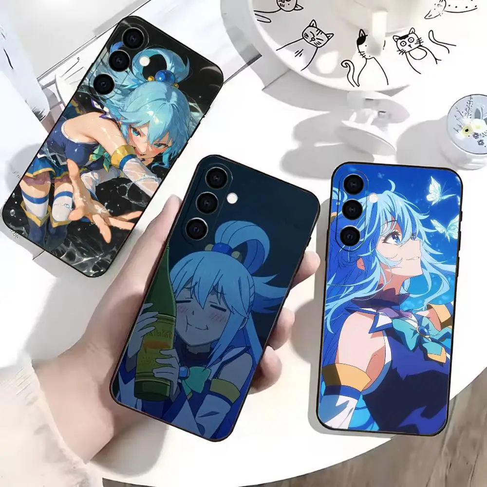 KonoSuba Aqua  Phone Case For Samsung Galaxy A73,A72,A71,A70,A53,A52,A51,Others Soft Black Cover