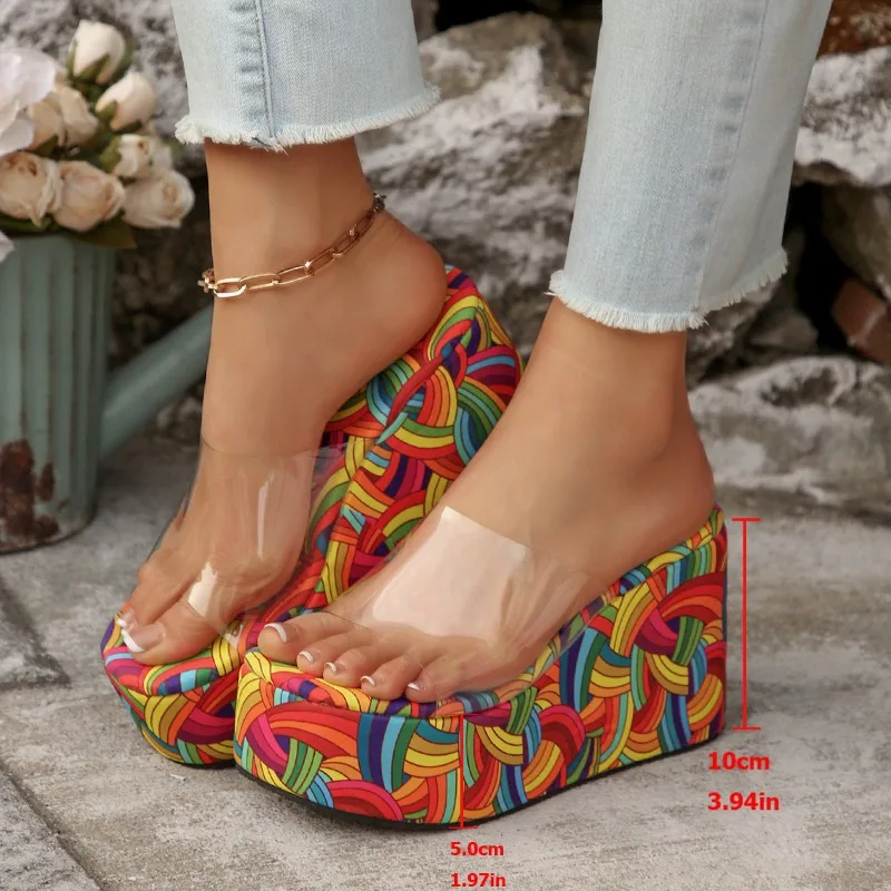 

Sexy Transparent PVC Chunky Platform Sandals Women 2026 Summer Thick Bottom Wedge Beach Sandals Woman Light Outdoor Slippers