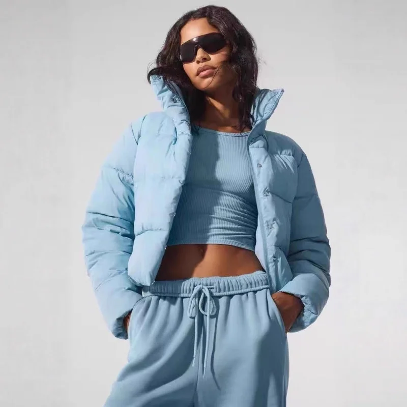 Dames 2025 Bladerdeeg Gewatteerde Korte Jas Opstaande Kraag Warme Winterjas Mode Klassiek Veelzijdig Bovenkleding Casual Dagelijks Dragen Winter