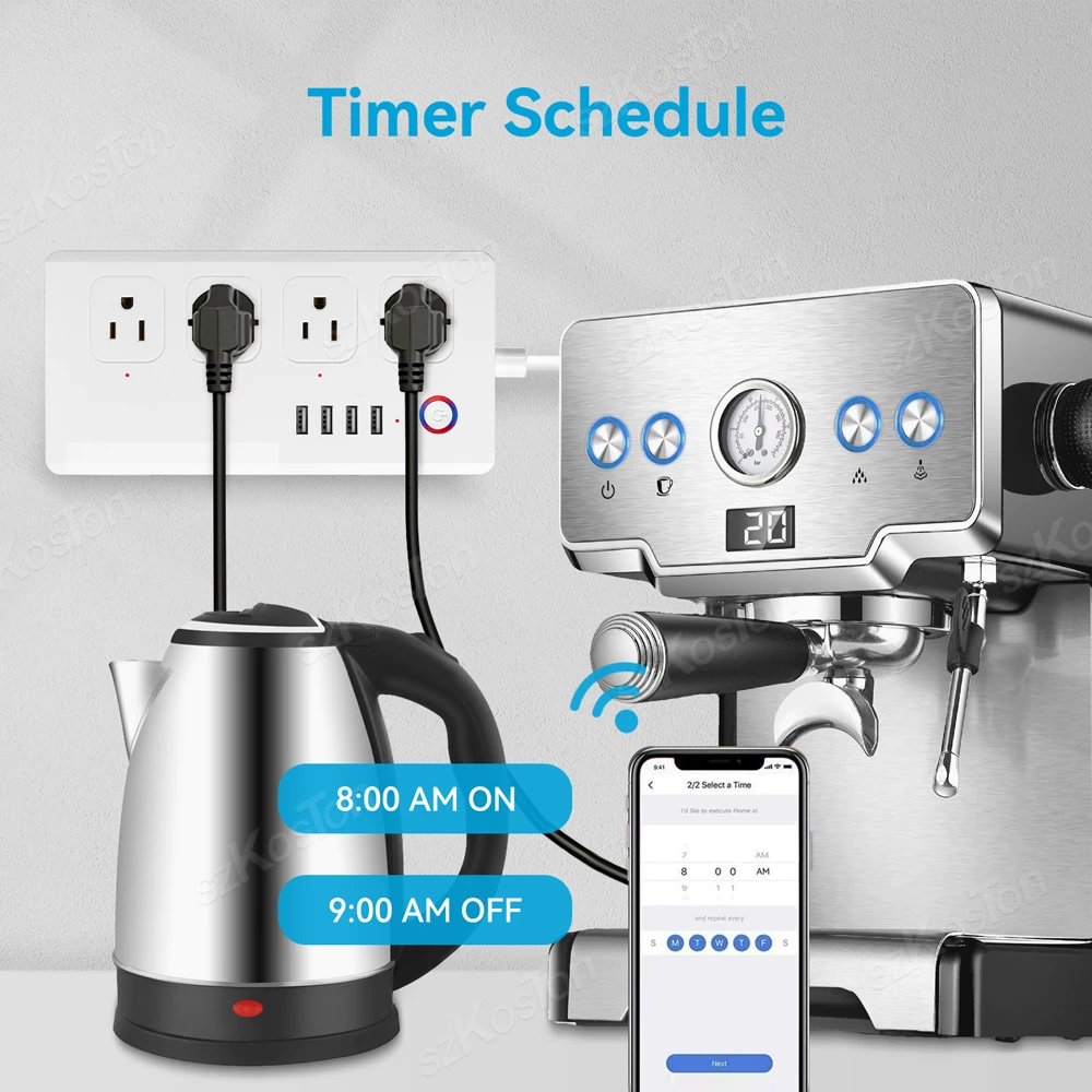 Tira de Alimentación inteligente Tuya WiFi, enchufe inteligente de EE. UU., Protector contra sobretensiones, salida de sincronización con 3 puertos USB, tipo C, funciona con Alexa y Google Home, 16A