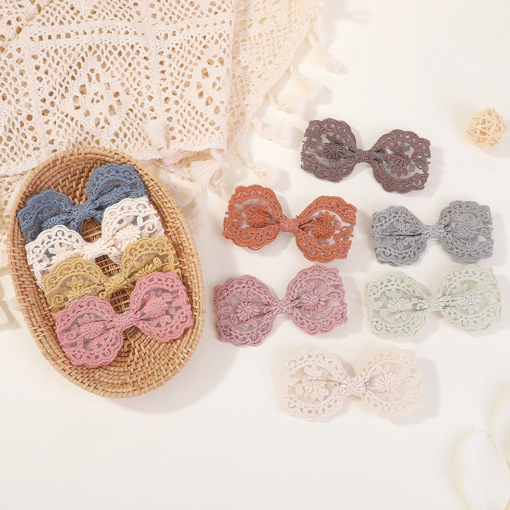 1Pc Cute Lace Bows Hair Clips Girl Delicate Hollow Bowknot Headwear Hairpins Lovely Kids Children Baby Hair Accessories 3.9Inch