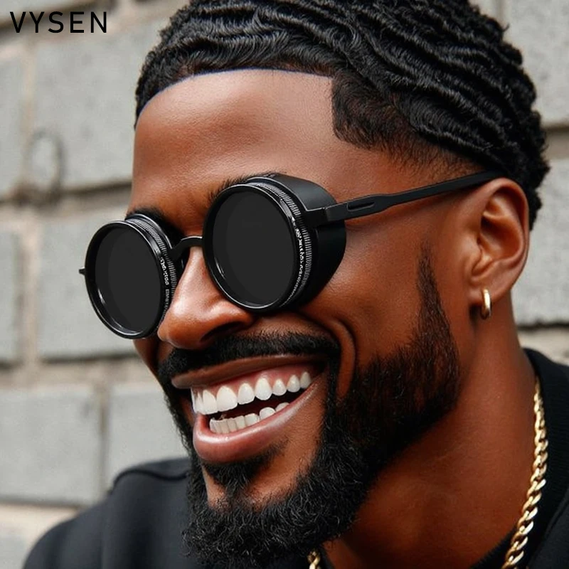 

Round Steampunk ND9 Adjustable Dimming Sunglasses Men 2025 Luxury Brand Vintage Polarized Fishing Sun Glasses Male Shades UV400