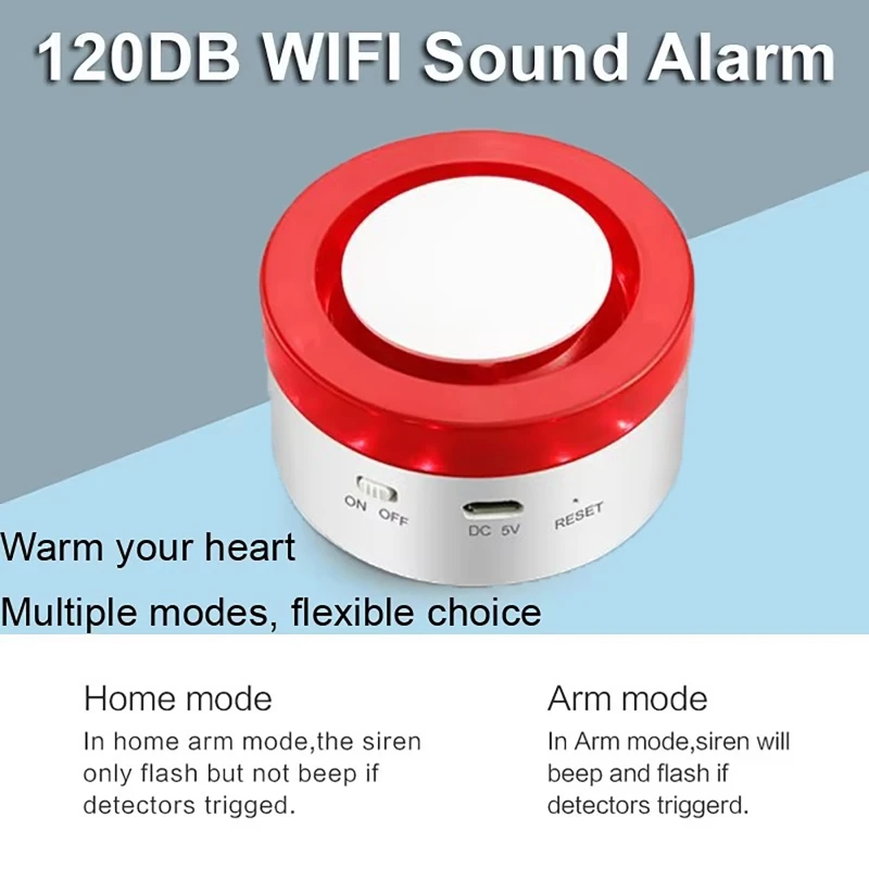 

WIFI Burglar Alarm 120DB Wireless WIFI Siren Sensor 433MHz Remote Monitoring Security System for Home and Shop
