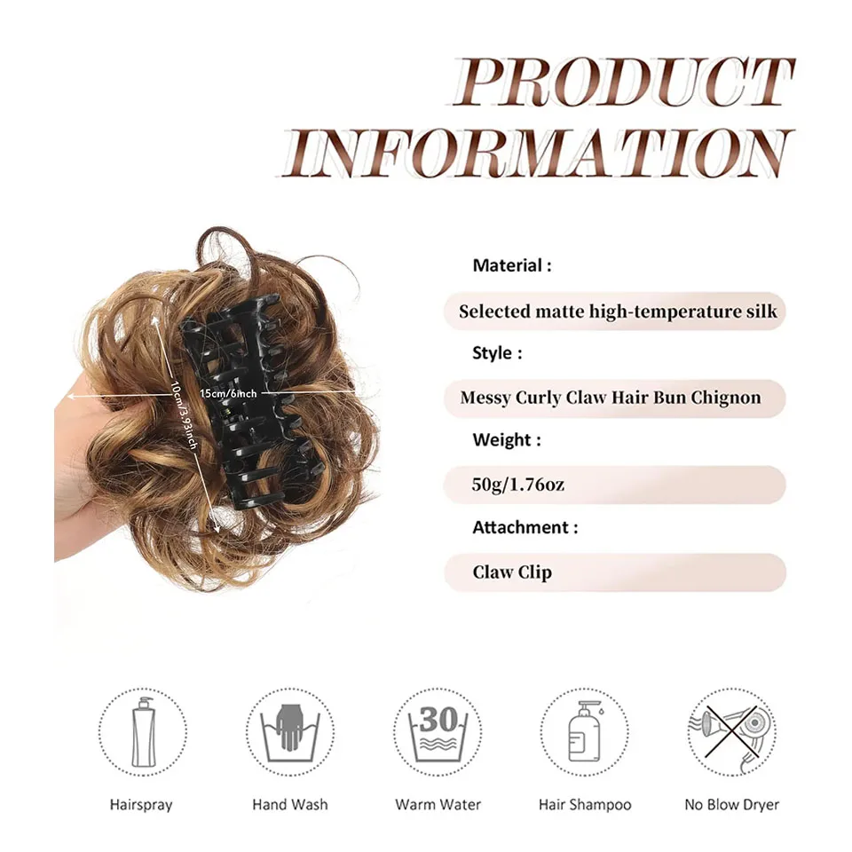 Ola Synthetische Chignon Rommelige Knot Klauw Clip In Haar Stuk Golvend Krullend Haar Knot Paardenstaart Extensions Scrunchie Haarstukjes Voor Vrouwen