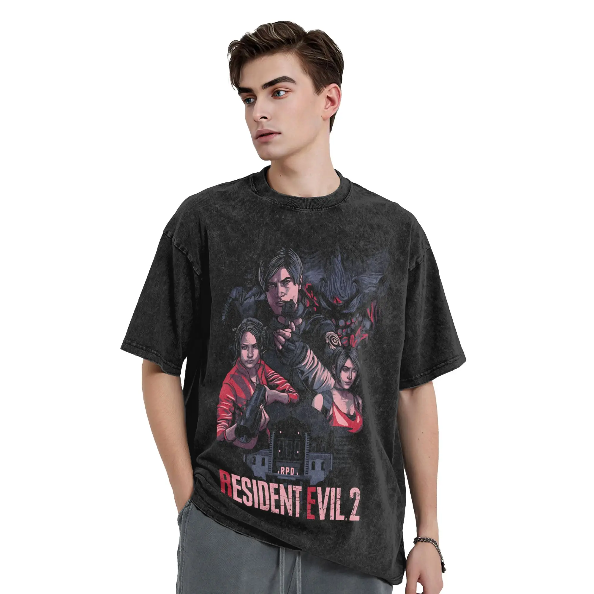 Resident Evil 2 Remake T-Shirts Men  Funny Cotton Tees Round Collar Short Sleeve T Shirt Gift Idea Clothes