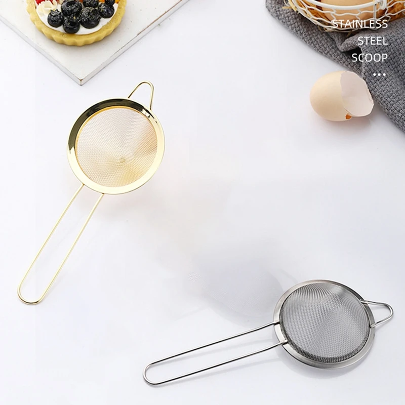 AT14 Fine Mesh Strainer, Colander Sieve Sifters With Long Handle For Kitchen Bar Tools Juice Strainer Cooking Metal Colander Dra