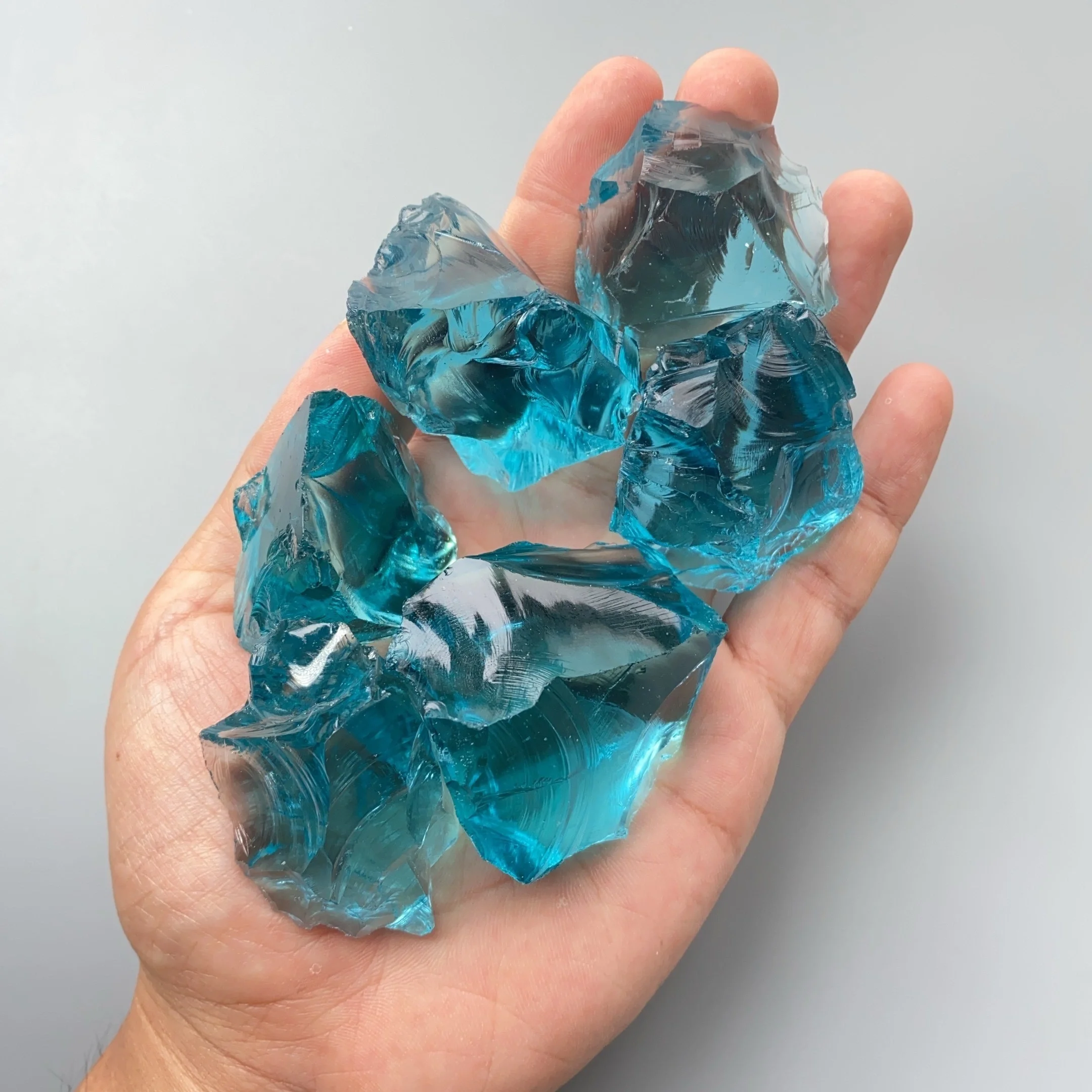 Dark sapphire blue smelted quartz Crystal, Marine blue glass diy, for decorative scenery diffuser stone Jewelry making