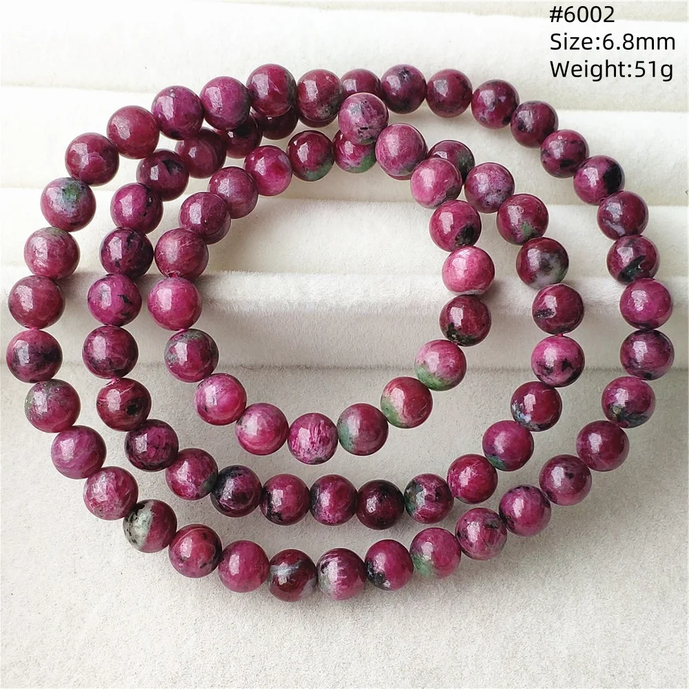 

Natural Red Ruby Zoisite Round Beads Stretch Bracelet 6mm 3 Laps Gemstone Women Men Best Red Ruby Jewelry AAAAA