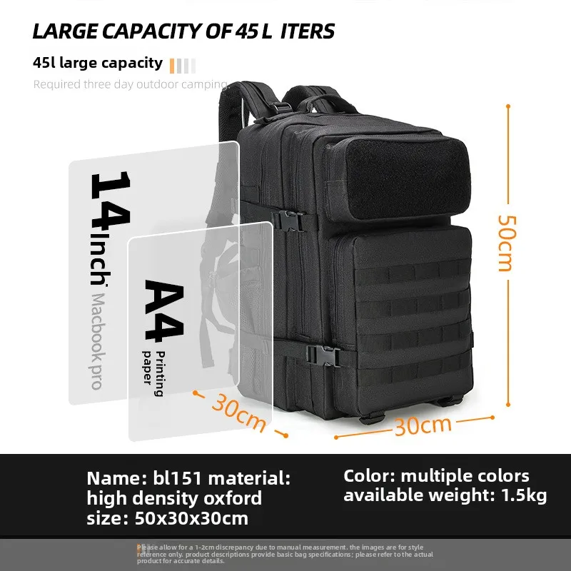 Multi-functional Heavy-duty Backpack Large-capacity Outdoor Hiking Bag Camouflage Hiking Travel Professional Sports Tactical