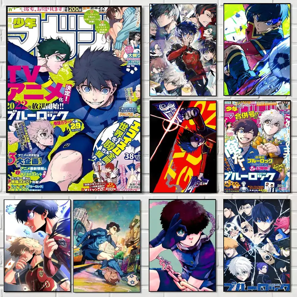 Soccer Sports Anime B-Blue Lock Poster Pegatina artistica HD autoadhesiva impermeable para salon dormitorio