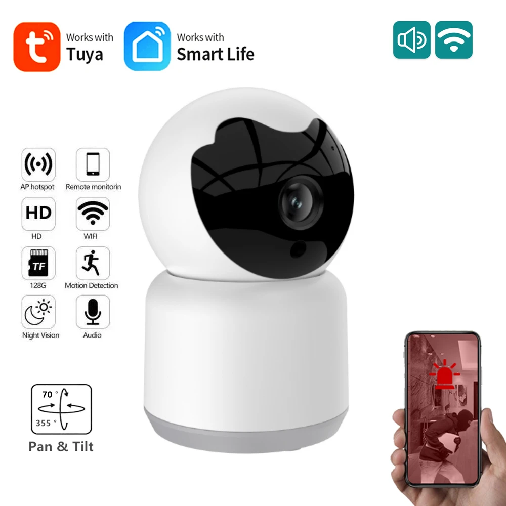 

2MP TUYA WIFI IP Camera Smart Home Indoor WiFi Wireless Surveillance Camera Automatic Tracking CCTV Security Baby Monitor