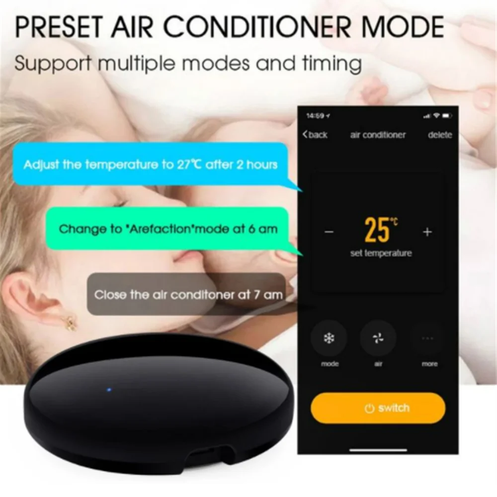 Tuya WiFi IR Remote Control For Air Conditioning TV  DVD AUD AC Smart Life APP Universal Works With Alexa, Google Home