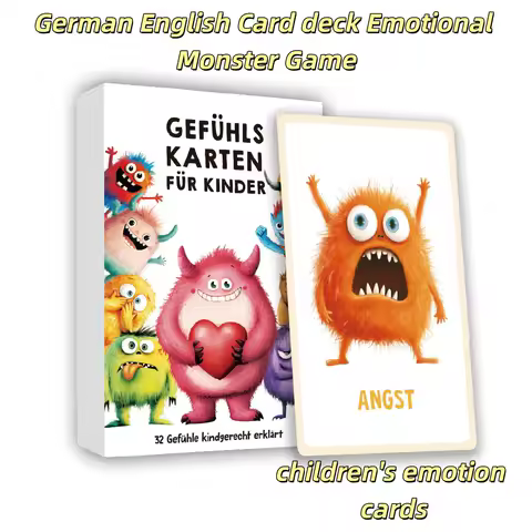 German English Card deck Emotional Monster Game Control Emotions And Funny Card Family Gathering Travel Game Fun Childrens Cards