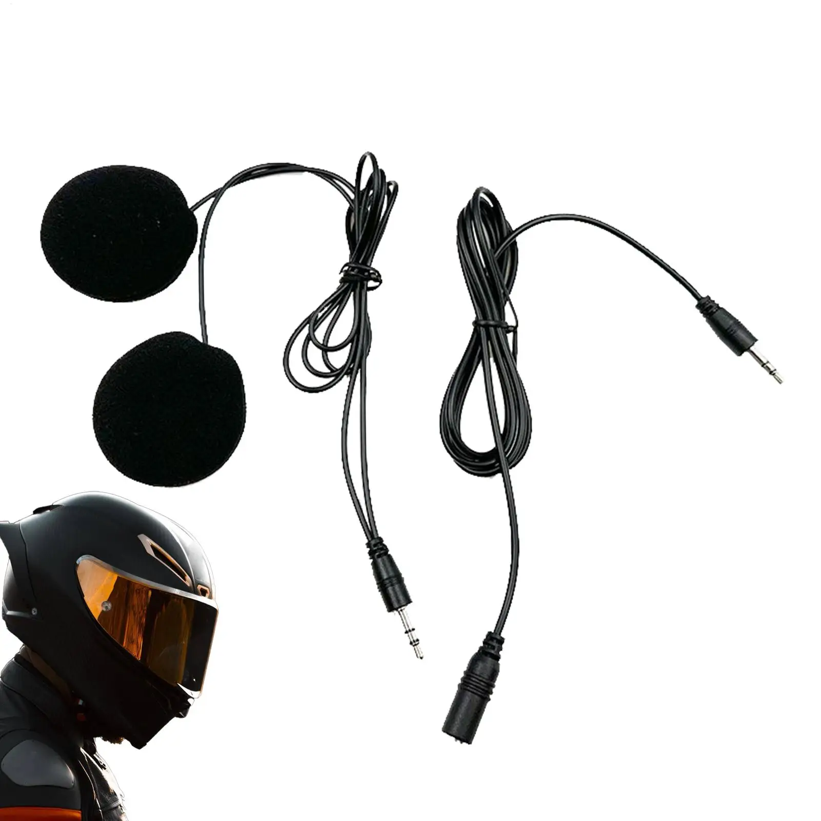 

3.5mm Interface Motorcycle Helmet Music Headphones With Extension Cord Noise Cancelling Duals Speakers Blue tooth Earbuds