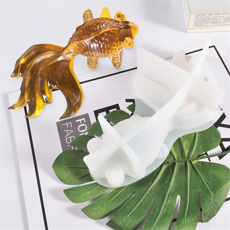 

Diy Crystal Drop Glue Koi Mold Irregular Flat Table Ornaments Large Goldfish Silicone Mold