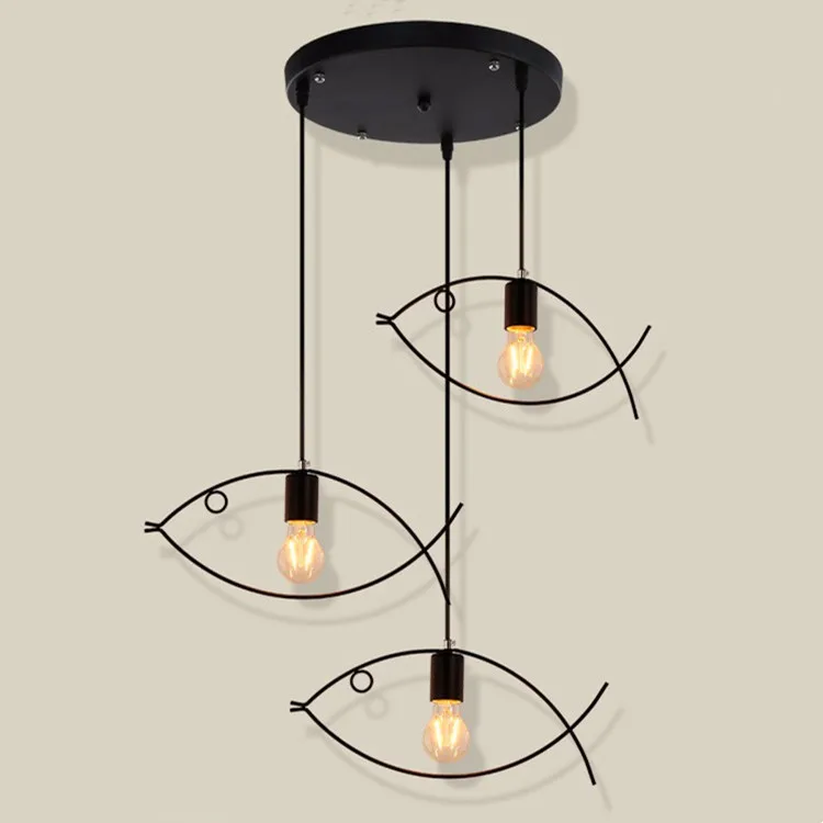 Modern Simple Iron Art Small Fish Bar Pendant Lights Living Room Restaurant Bar Cafe Window Creative Chandelier Decoration Hot