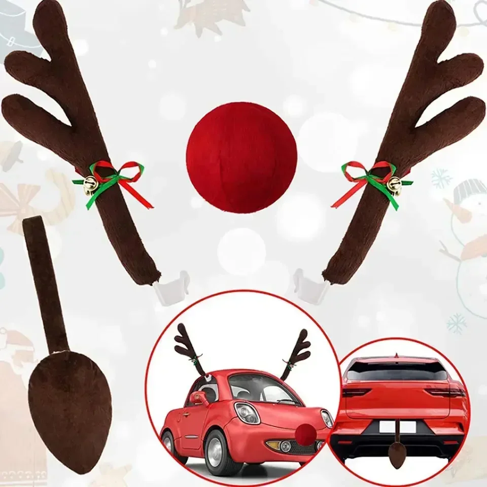 Kit de décoration de voiture de Noël, corne de cerf, pendentif, accessoires de voiture, coffret cadeau, 1-20 pièces