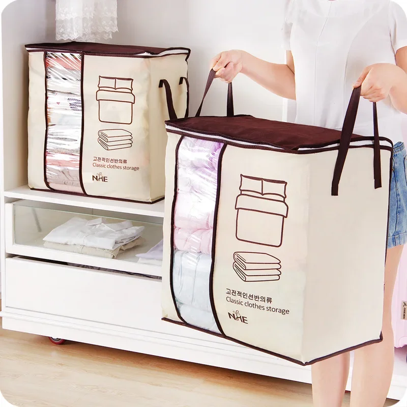 1-8PC Large-Capacity Clothing Storage Bag Case Box Quilts Blankets Pillows Clothing Sorting Organizer Bag DustProof Closet Decor