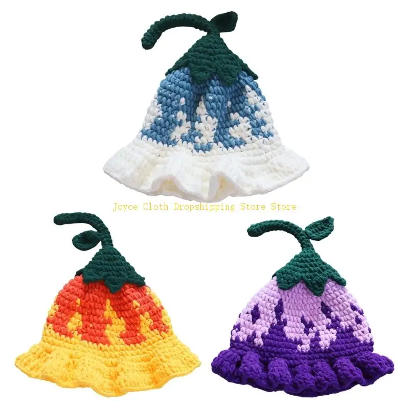 

Lovely Knitted Pumpkin Flower Hat For Halloween Party Gatherinig Winter Outdoor Activity Funny Costume Accessories 10CD