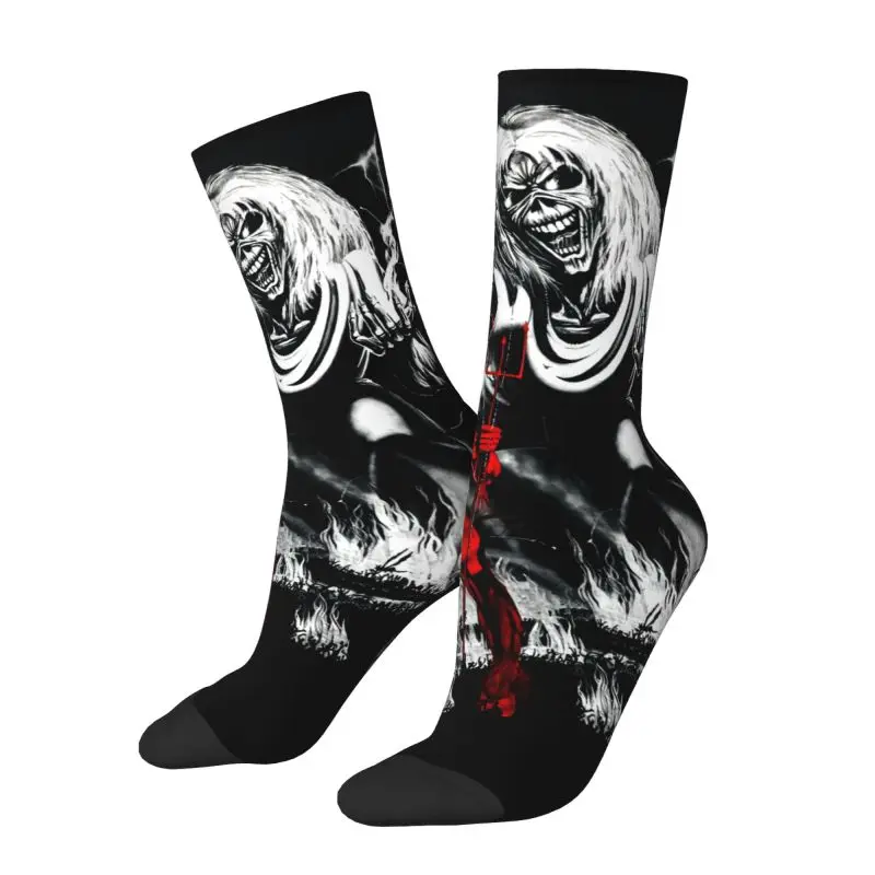 Custom Funny Maidens Heavy Metal Iron Rock Socks Men Women Warm 3D Printed Sports Basketball Socks