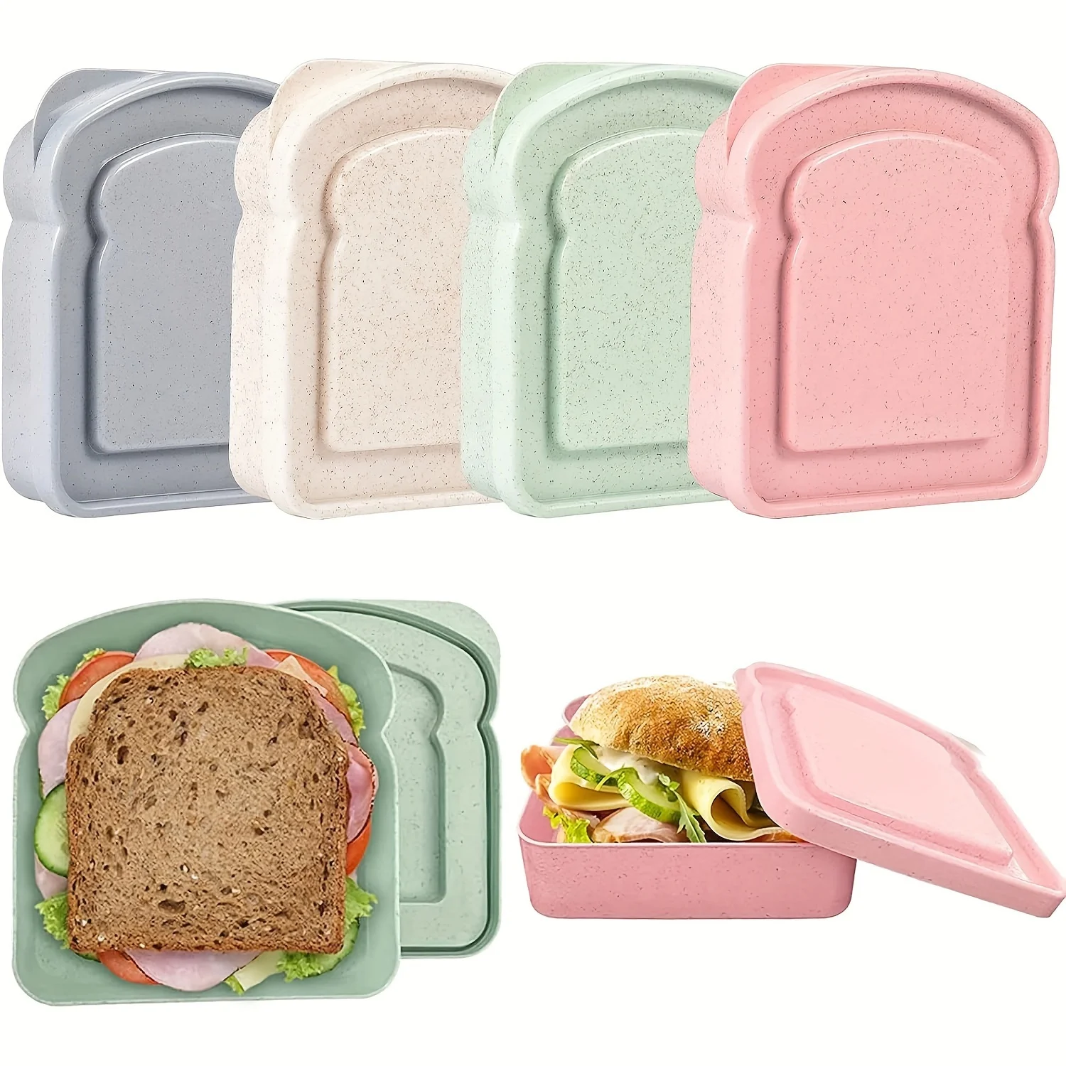 

1pcs/4pcs Reusable Sandwich Holder Dishwasher Safe Ideal for Meal Preparation Sandwich Container Storage