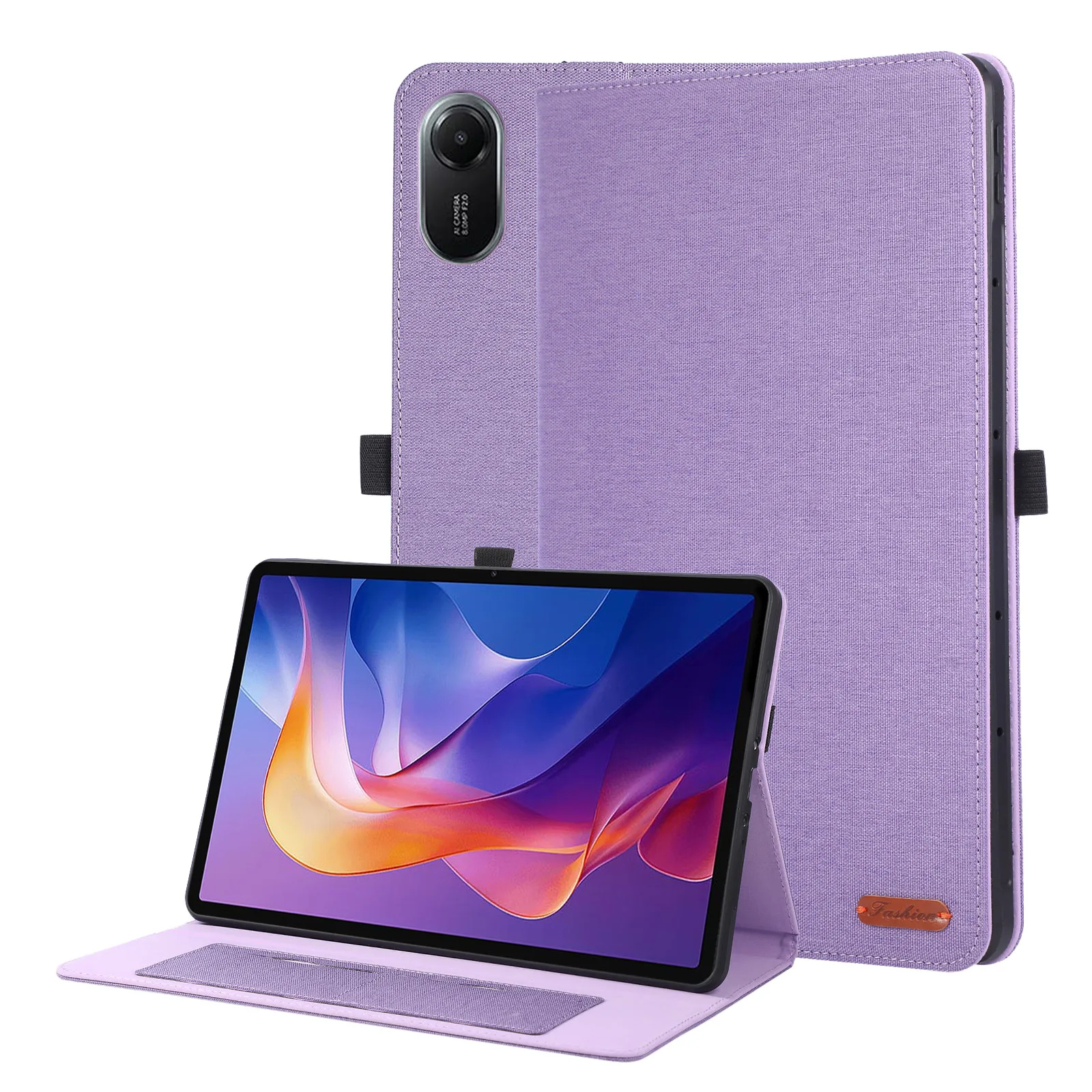 

For Xiaomi Redmi Pad 2 Pro Case with Stand Card Holder Cloth Texture Leather Tablet Cover - Purple