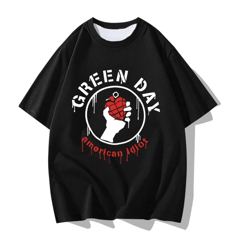 

GREEN DAY Американский идиот Футболка с 3D принтом Панк-группа Модный топ с короткими рукавами для мужчин Повседневная свободная быстросохнущая футболка