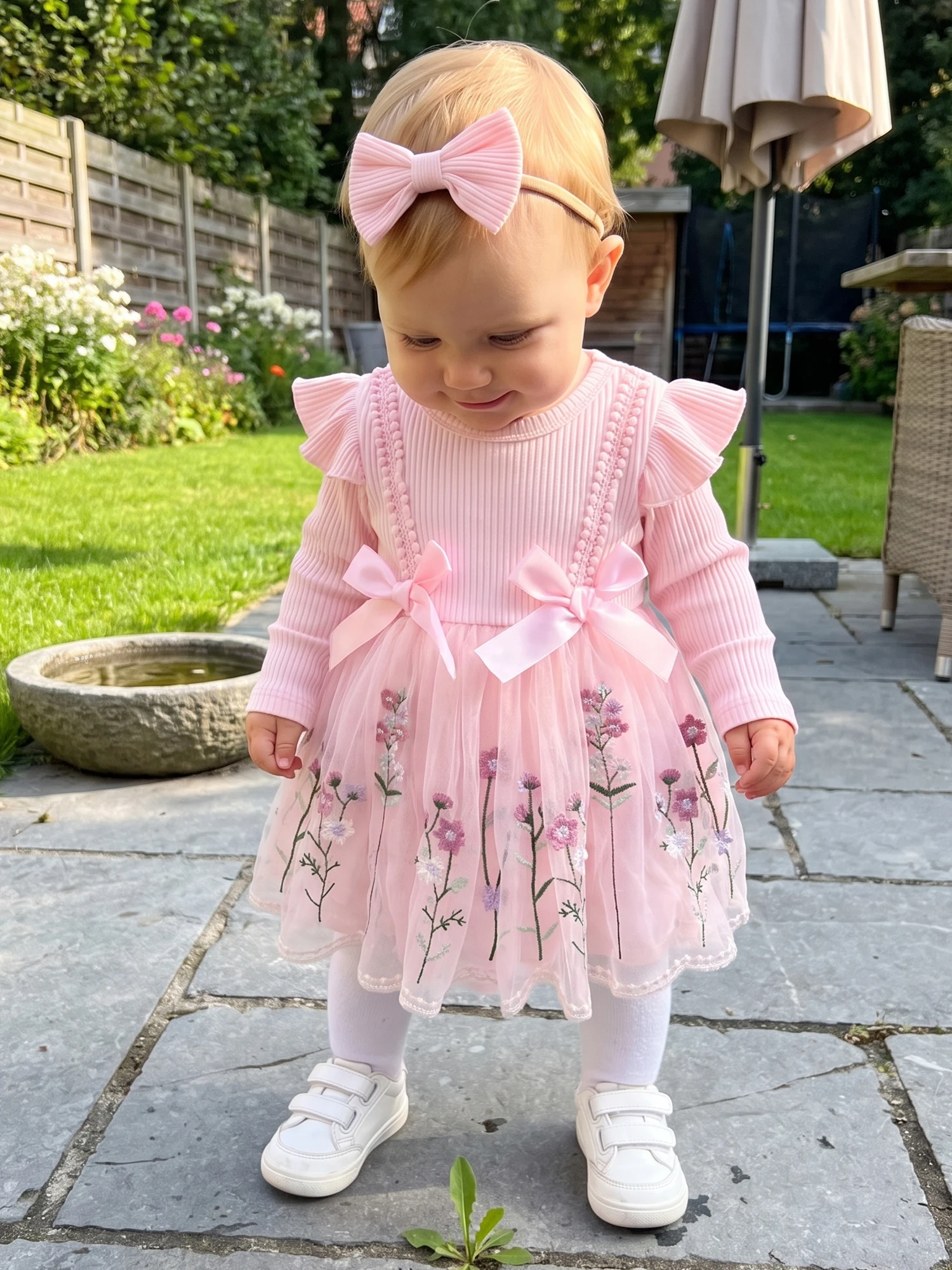 Girl Fall Outfits Romper Dress  Headband Long-Sleeve-Romper Long Sleeve Long Neck Girl Fall High Quality