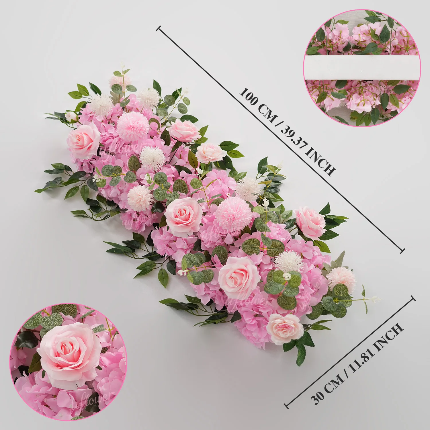 Uflower 50/100cm Artificial Rose Peony Flower Row Wedding Backdrop Arch Decor Party Stage Table Centerpiece Floral Arrangement image 3