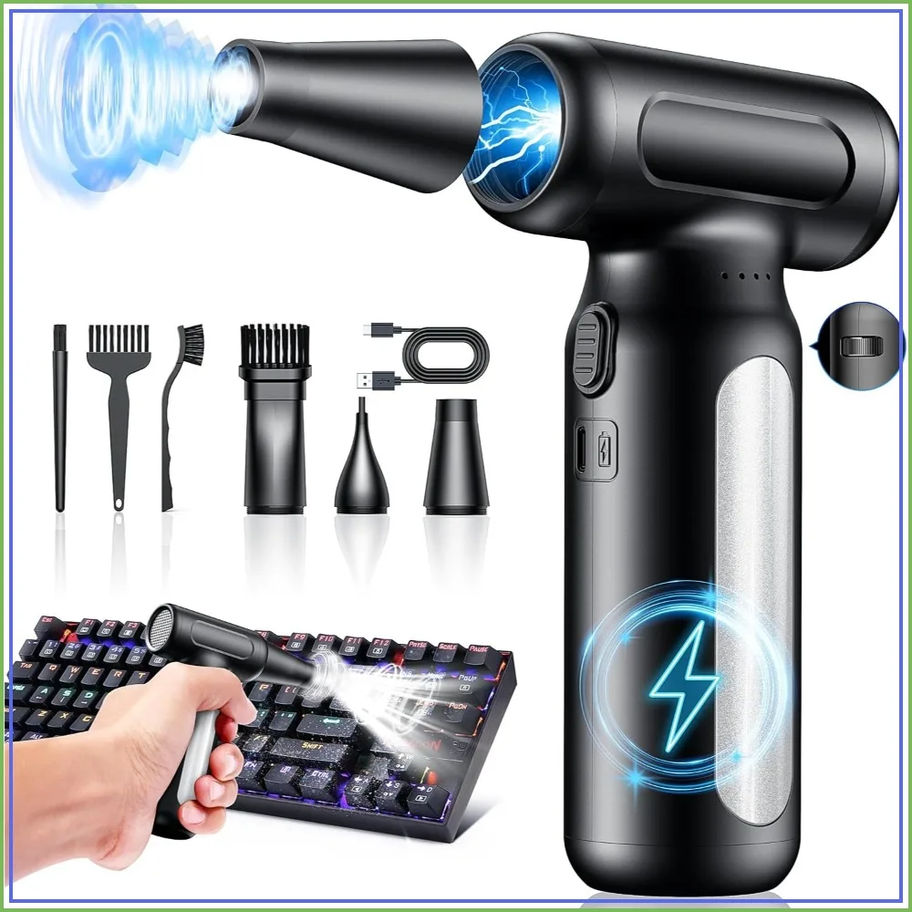 

30,000 RPM Cordless Air Duster - Rechargeable Turbo Blower for Cars, PC, Keyboard, Home & Outdoor Cleaning