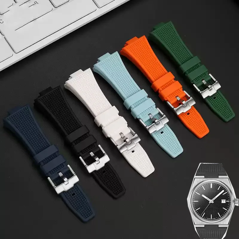 

Convex End Strap for Tissot PRX Series T137.407/T137.410 Super Player Rubber Silicone Quick Release Watch Band Bracelet 26-12mm