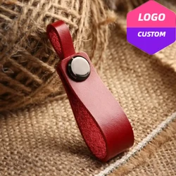 Cowhide Dermis Car Keyring Custom LOGO Genuine Leather Keychain Vintage Personalize Laser Engrave Name Key Chain for Men Women
